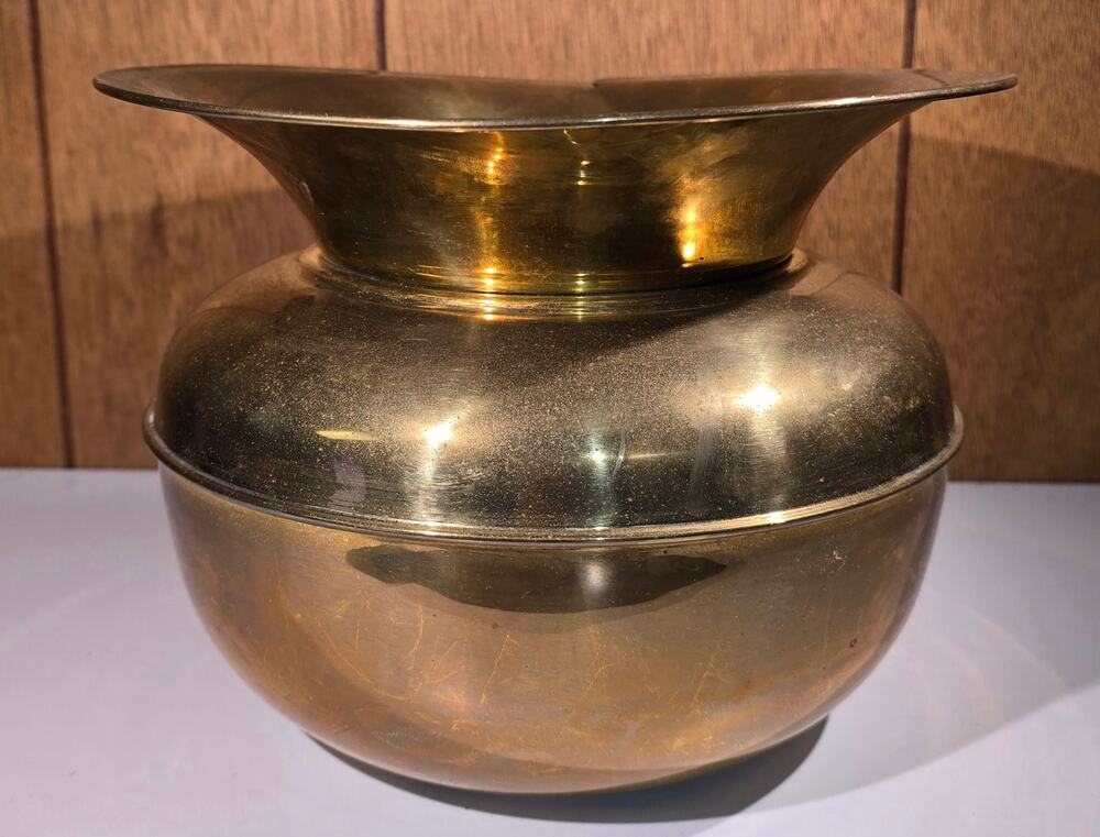 Vintage Brass Spittoon Cuspidor Made in Korea 10" Wide Flared Rim